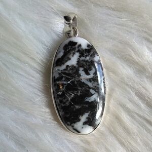 White Buffalo Turquoise Silver Plated Gemstone Necklace Pendant
